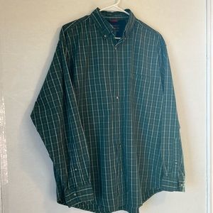 Wrangler Cool River Cotton Western Cowboy Button L/S Green Plaid Shirt Size L
